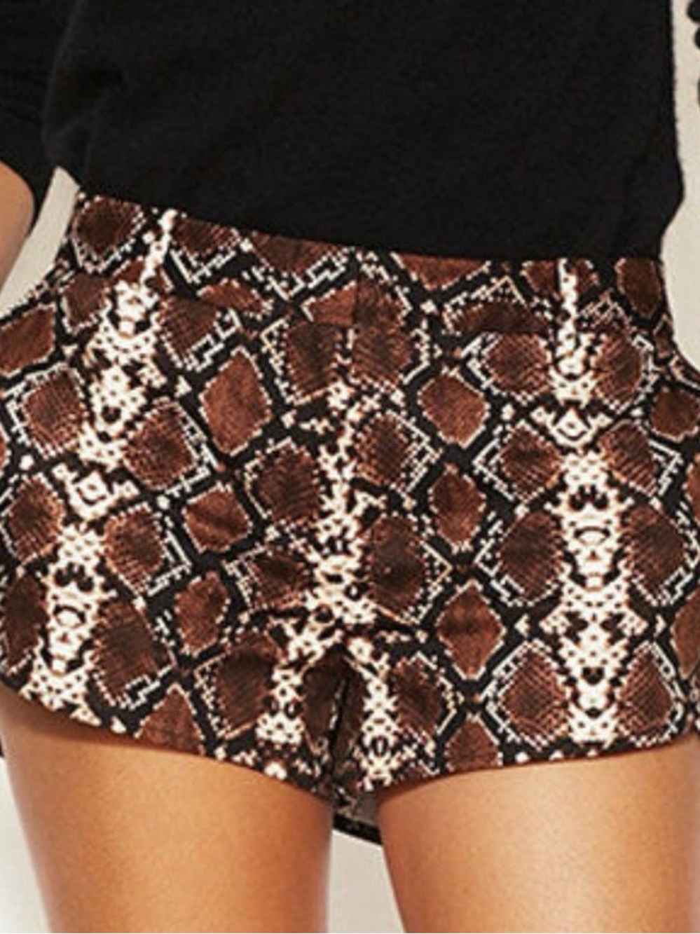 BCBGMaxAzria Brown Snakeskin Print Shorts - Picture 2 of 6